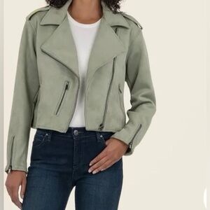 KUT from the Kloth-Jackie Moto Jacket-size Medium-Celery-MWT